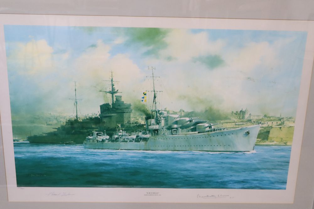 Robert Taylor (1945-1997), a group of assorted limited edition prints including two signed by Lord Mount Batten of Burma, HMS Cavalier